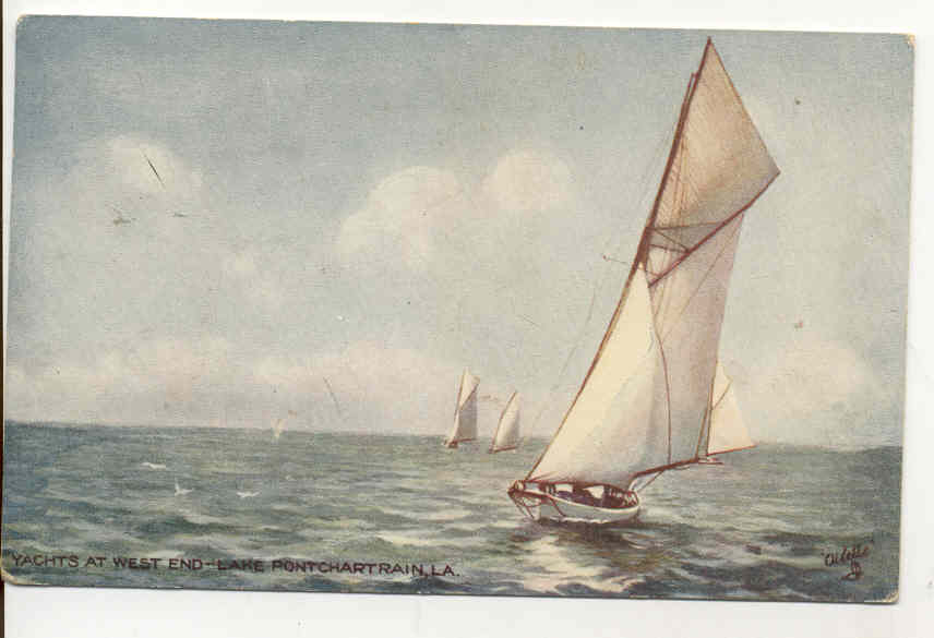 1911 Postcard - Sailing on Lake Pontchartrain