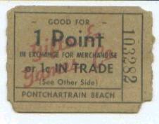 1958 Pontchartrain Beach Ticket